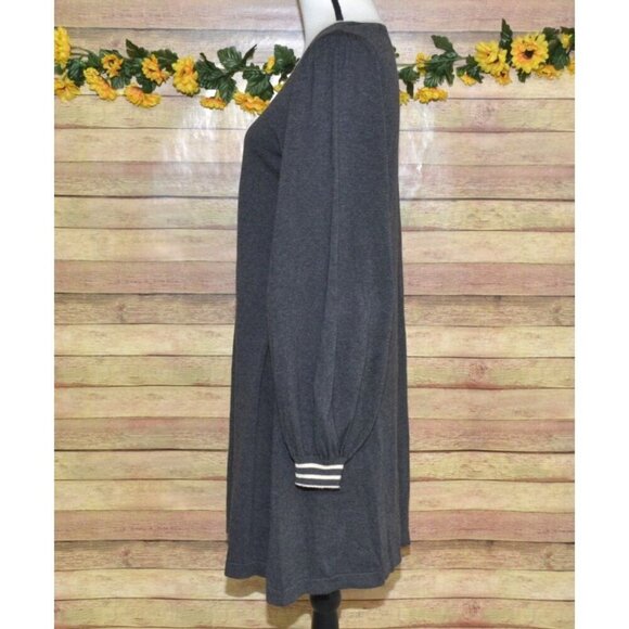 Max Studio Ladies L Gray Sweater Dress Balloon Sleeves at Knee Career Neutral - Picture 4 of 8